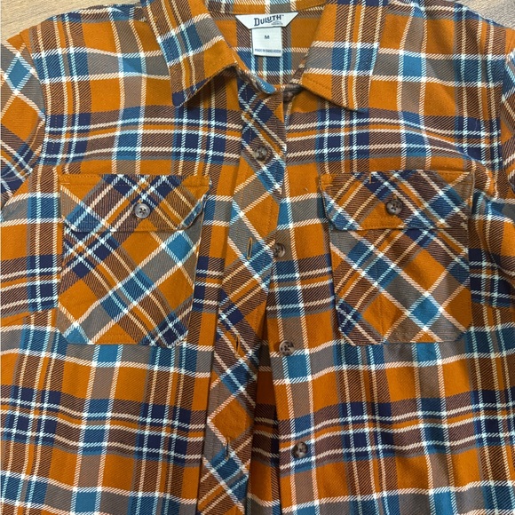 Duluth Women’s Plaid Flannel, Orange/Blue/White, Medium - Picture 2 of 6